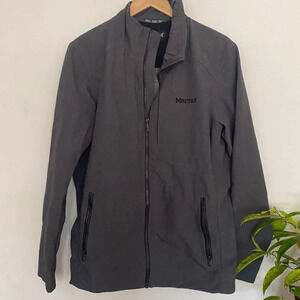 Marmot Mens Medium zip blazer like technical jacket dark grey 4 front pockets